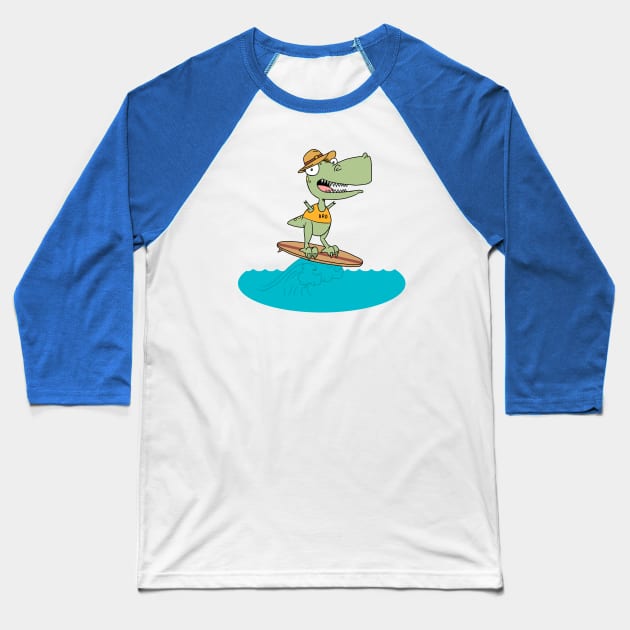 Surfasaurus Rex! Baseball T-Shirt by Fool King Media